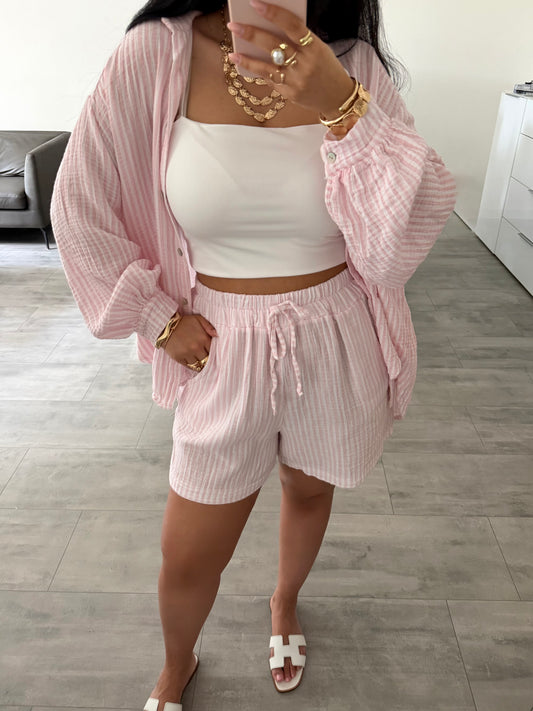 MUSSELIN SHORTS ALMA STREIFEN Musselin kaufen | Miss Nova