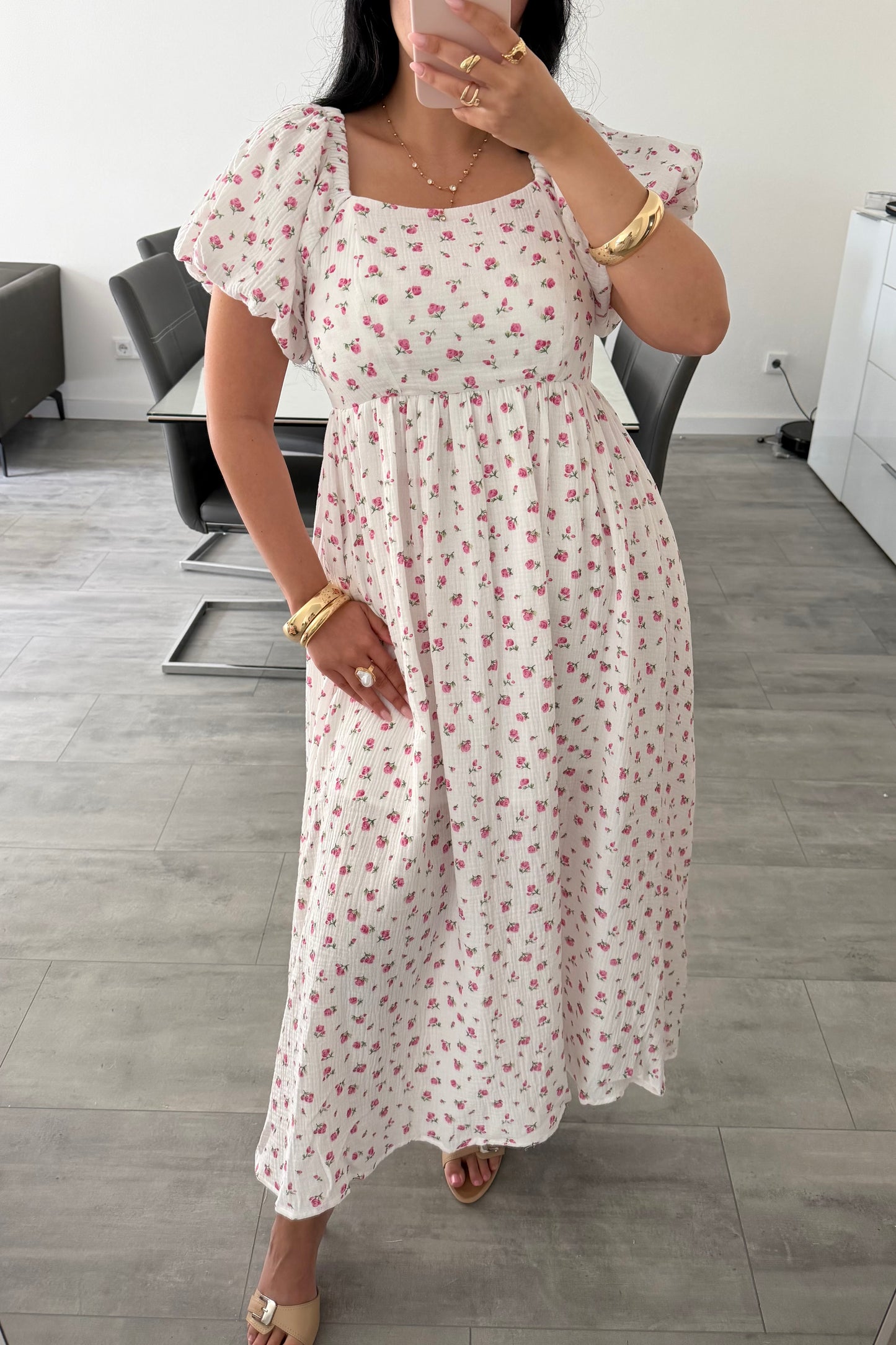 MUSSELIN KLEID ROSALIE MIT ROSENMUSTER – Musselin Mode Miss Nova