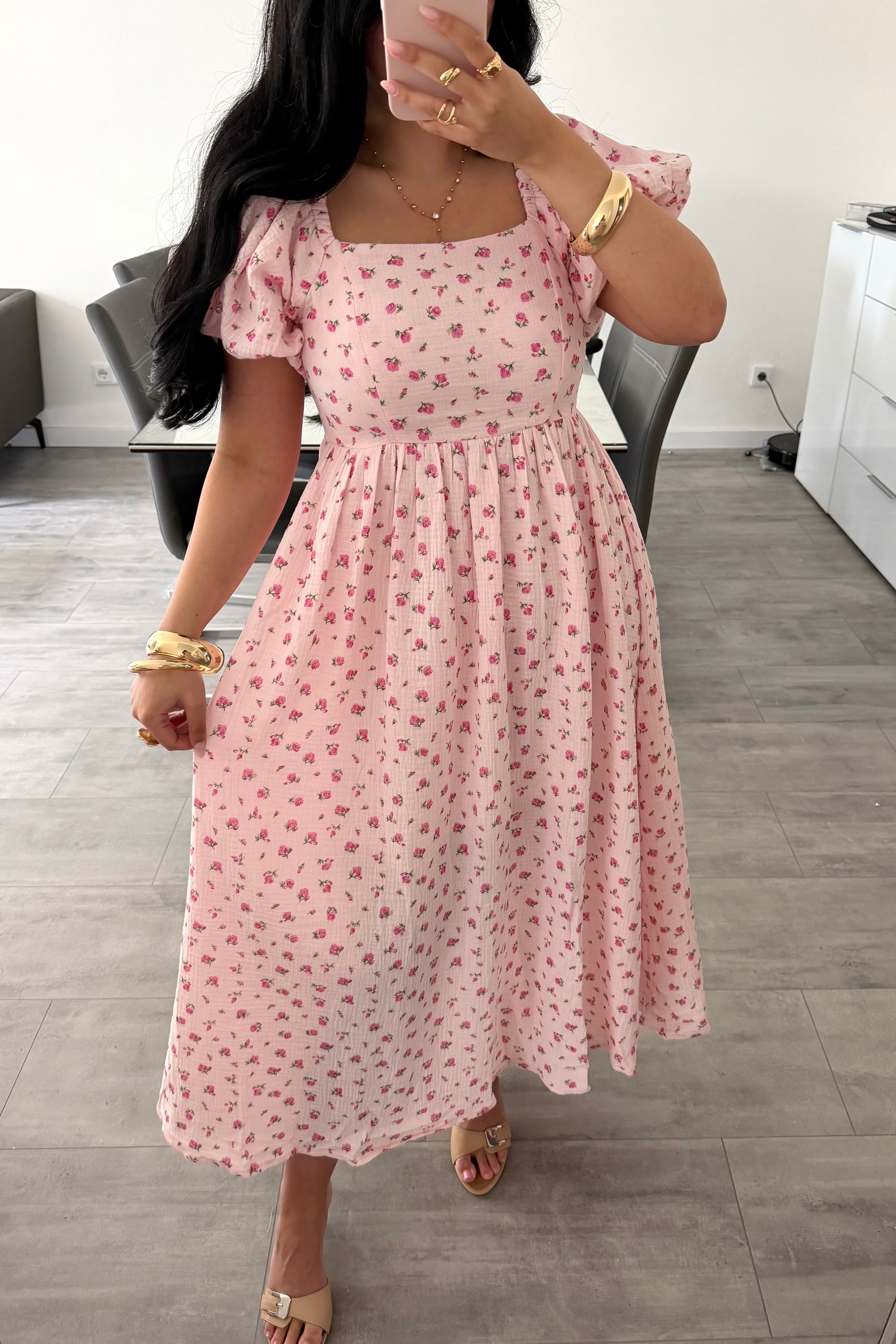 MUSSELIN KLEID ROSALIE MIT ROSENMUSTER – Musselin Mode Miss Nova