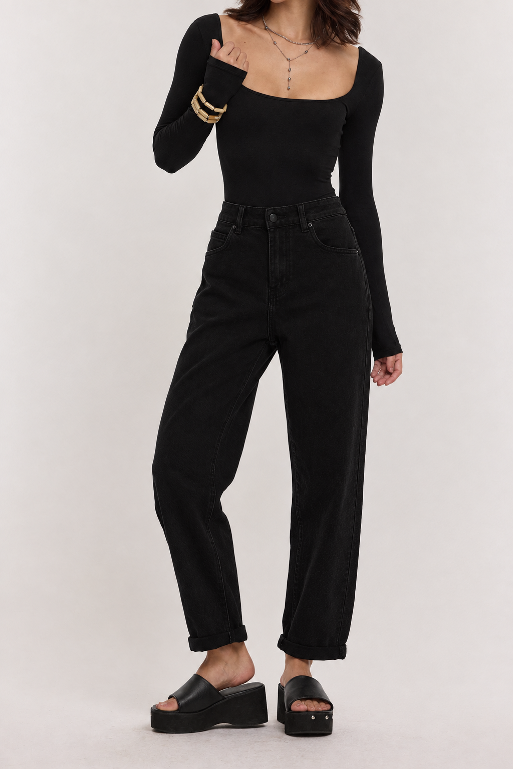STRETCH MOM JEANS LANA SCHWARZ