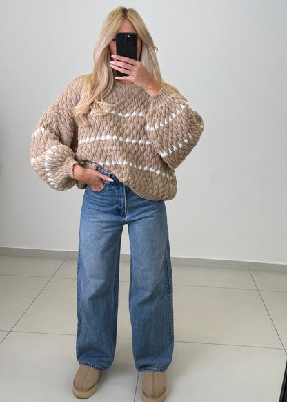 CHUNKY PULLOVER ELINA BEIGE – Miss Nova Damenmode