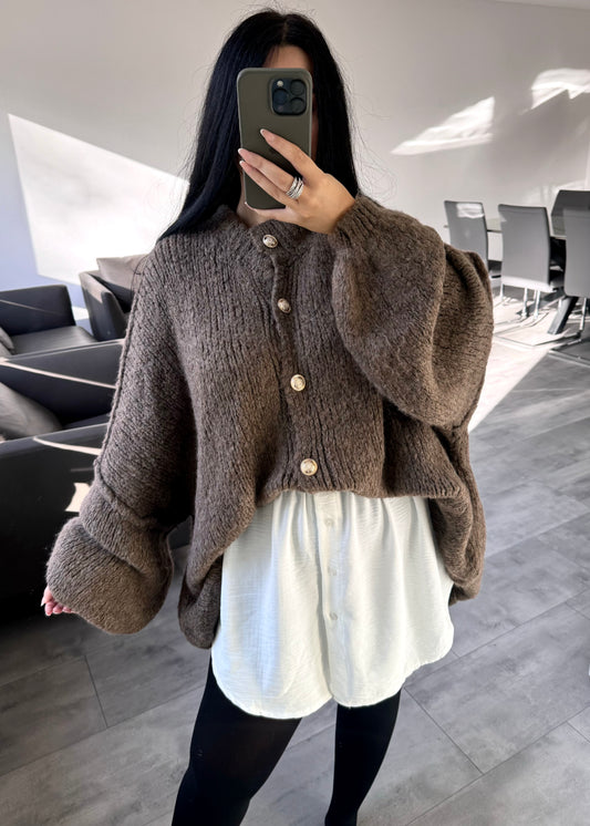 CARDIGAN FINA LANG BRAUN