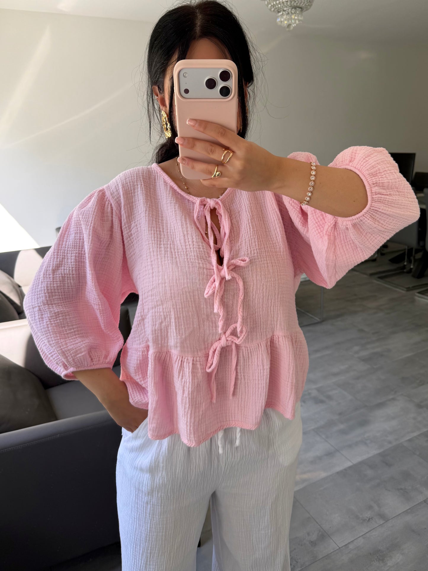 MUSSELIN BLUSE PENELOPE MIT SCHLEIFEN – Musselin Mode Miss Nova