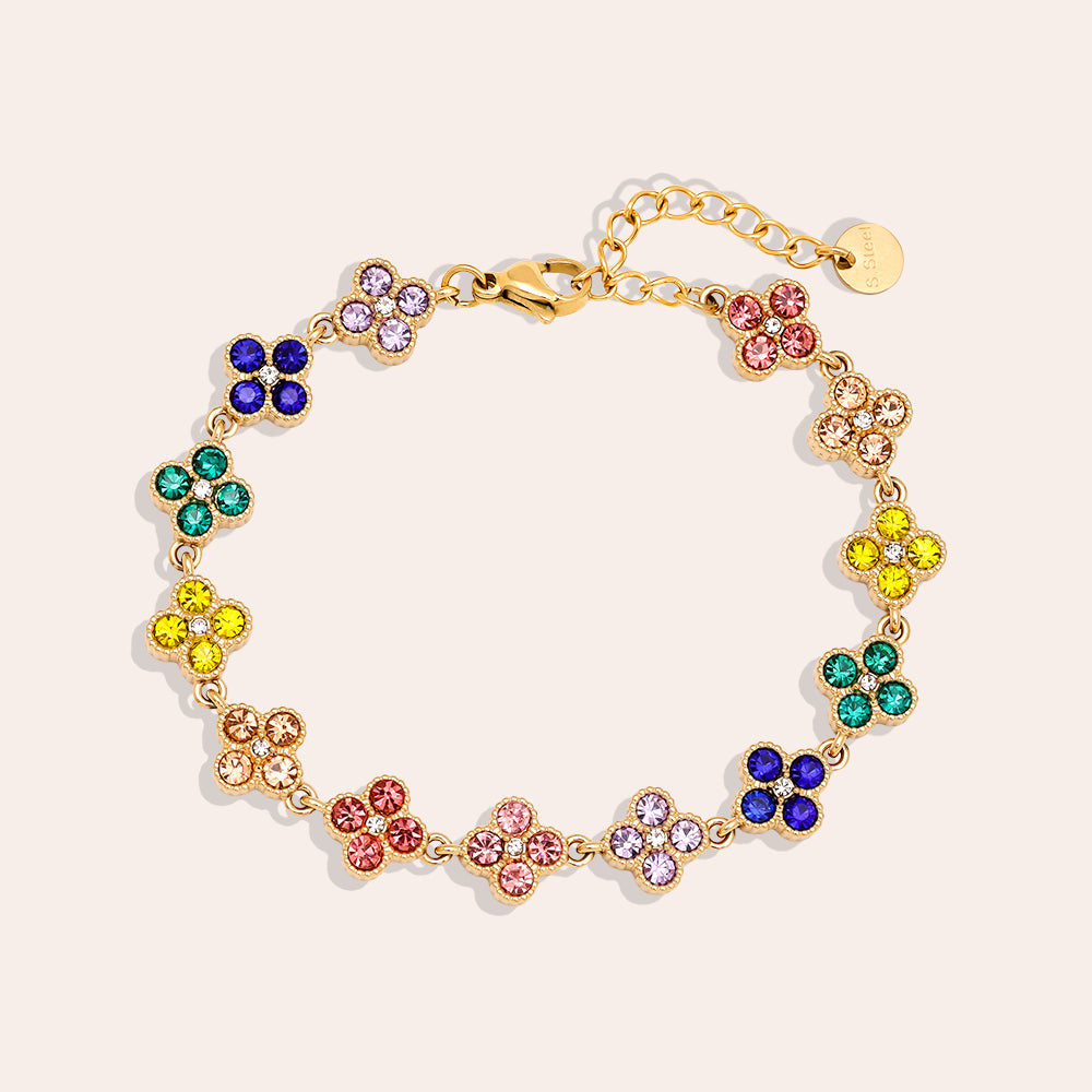 EDELSTAHL ARMKETTE LUCKY FLOWER MULTICOLOR – Damenmode bei Miss Nova