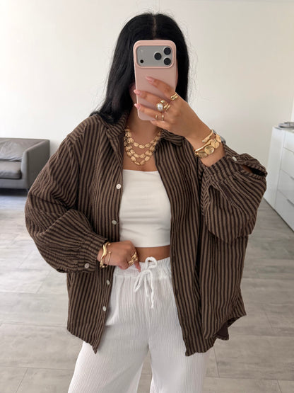 MUSSELIN BLUSE ALMA STREIFEN