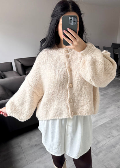 CARDIGAN FINA KURZ BEIGE