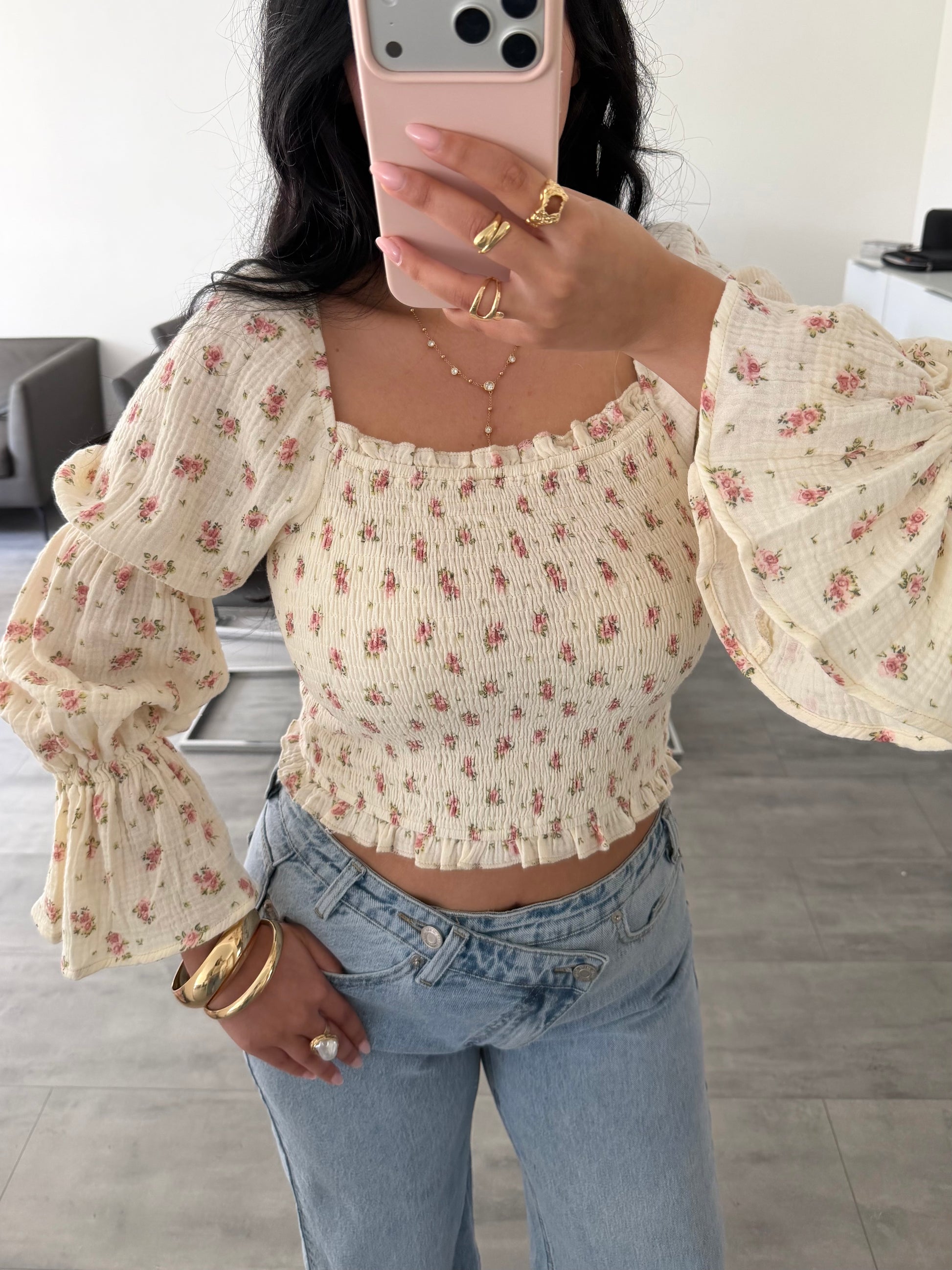 MUSSELIN BLUSE DAFINA MIT BLÜMCHEN – Musselin Mode Miss Nova