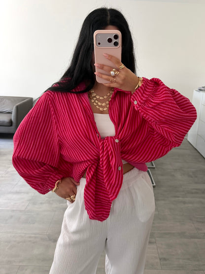 MUSSELIN BLUSE ALMA STREIFEN