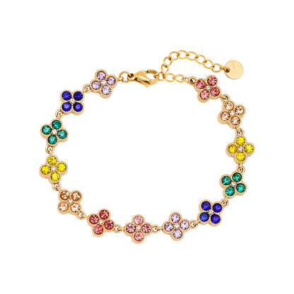 EDELSTAHL ARMKETTE LUCKY FLOWER MULTICOLOR – Miss Nova Damenmode