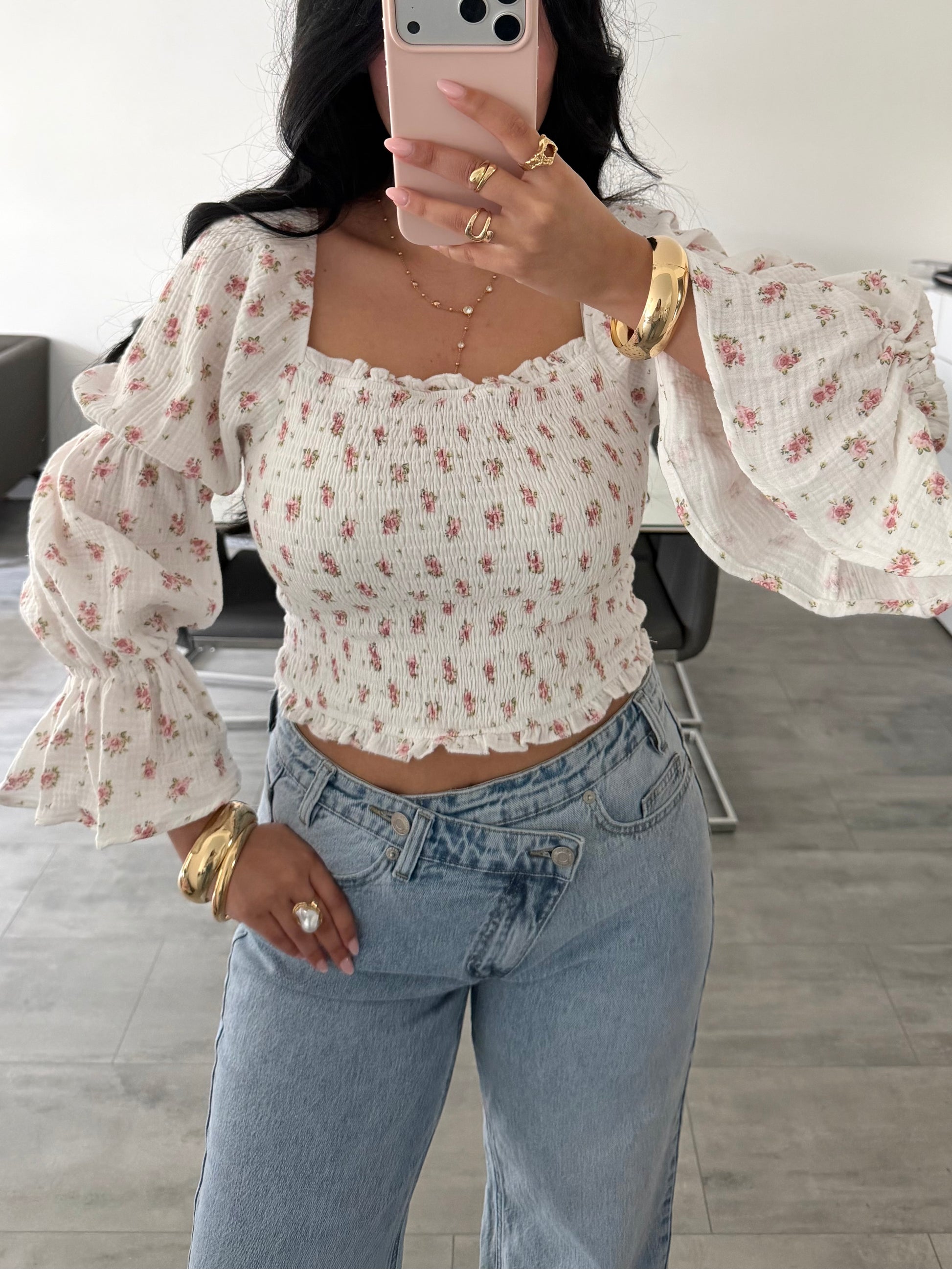 MUSSELIN BLUSE DAFINA MIT BLÜMCHEN – Musselin Mode Miss Nova