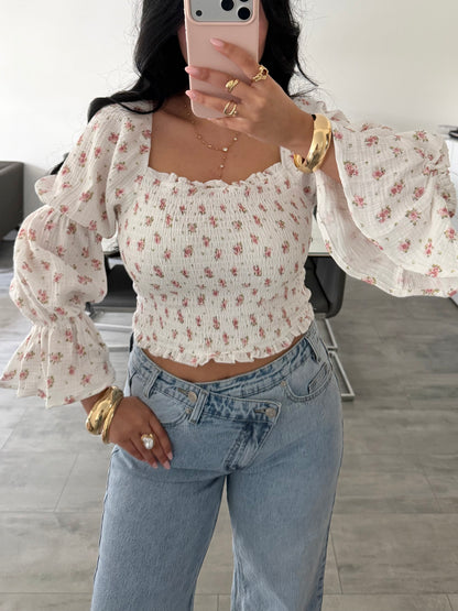MUSSELIN BLUSE DAFINA MIT BLÜMCHEN – Musselin Mode Miss Nova