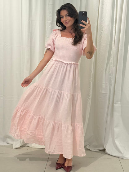 MAXI MUSSELINKLEID SOFIA MIT SCHLEIFENDETAILS