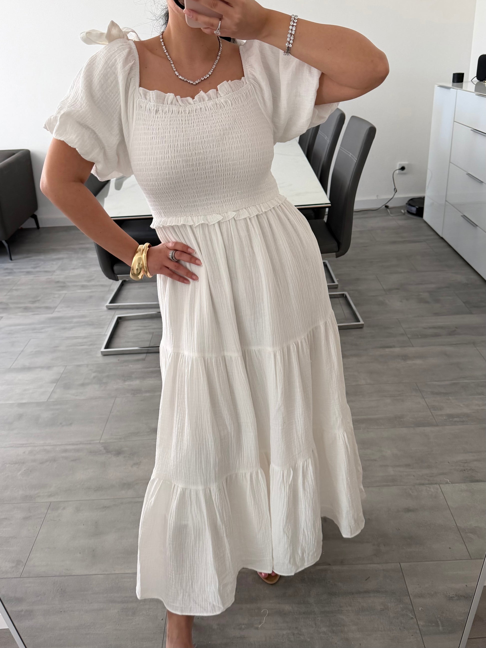 MAXI MUSSELINKLEID SOFIA MIT SCHLEIFENDETAILS – Musselin Mode Miss Nova