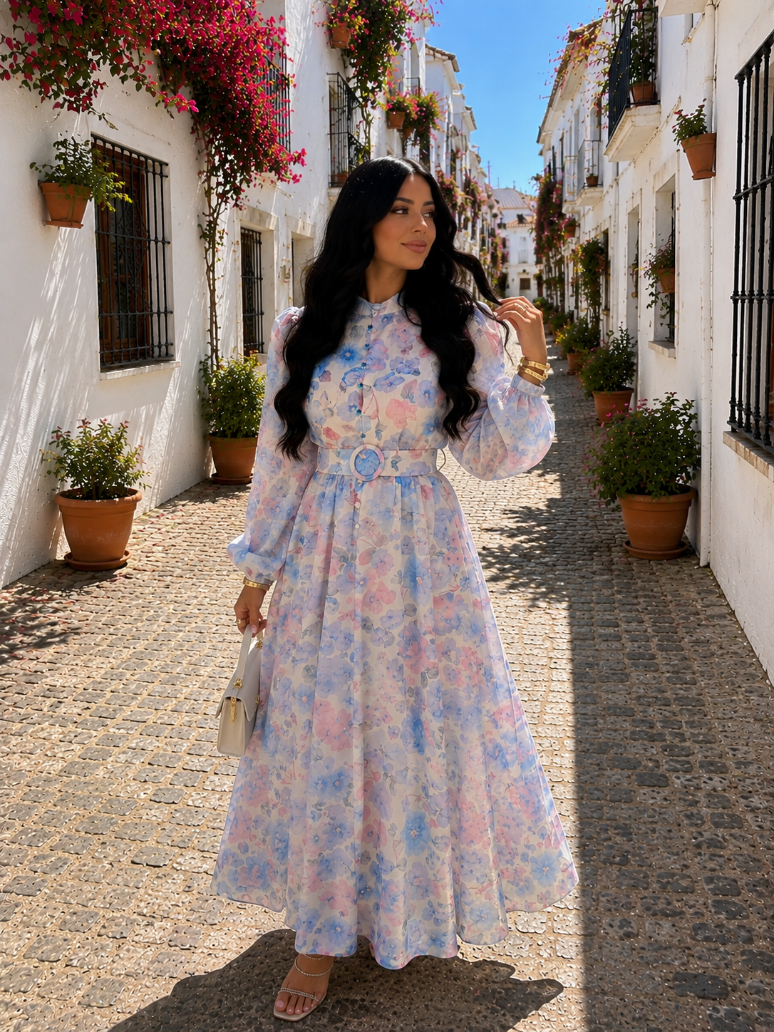 BAUMWOLL-LEINEN MAXIKLEID FARIHA