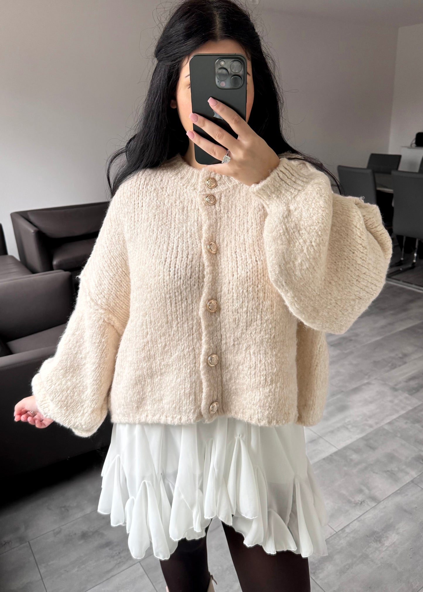 CARDIGAN FINA KURZ BEIGE