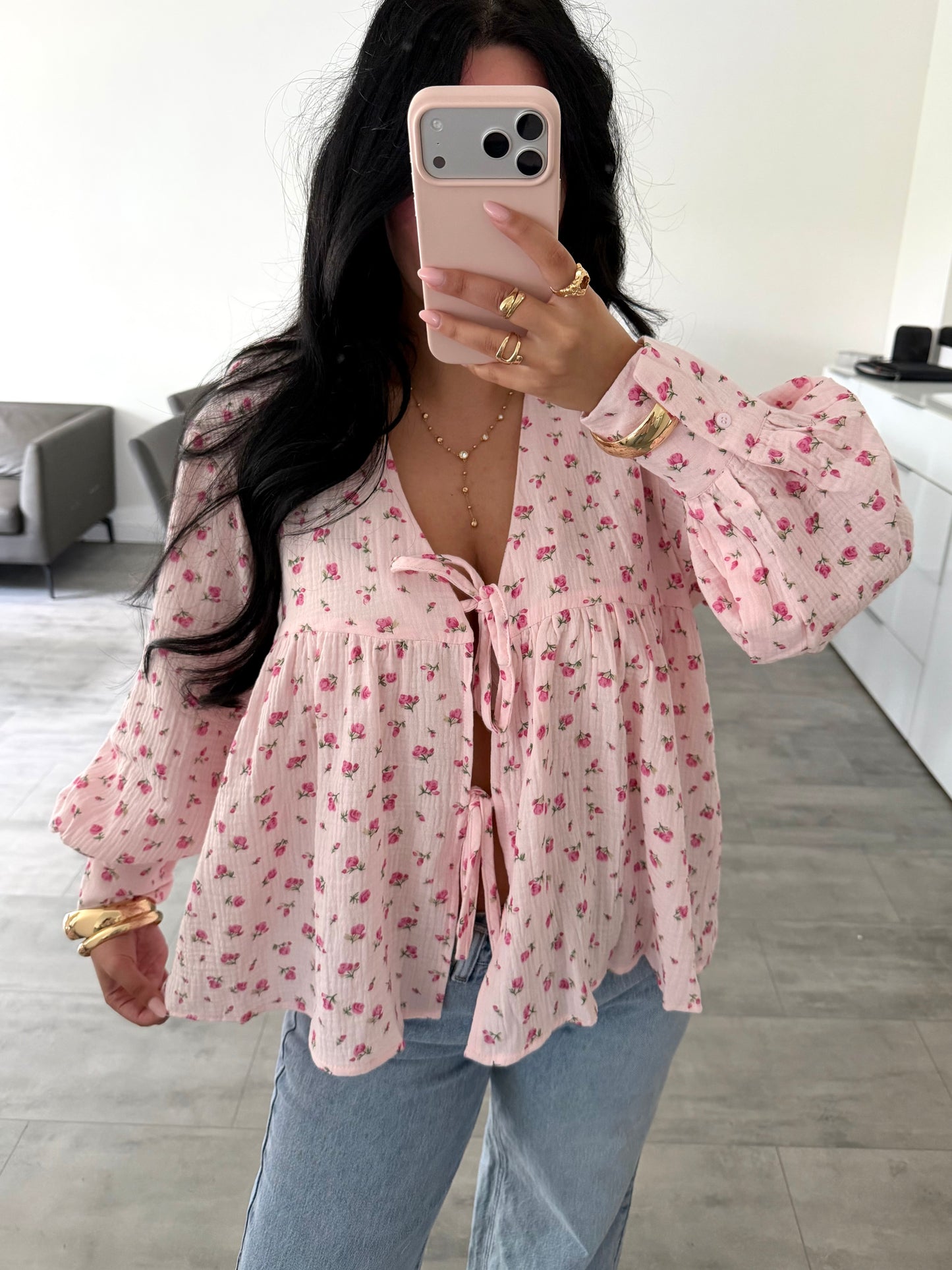 MUSSELIN BLUSE LIORA MIT BLÜMCHEN UND SCHLEIFEN – Musselin Mode Miss Nova