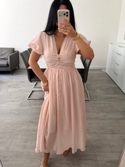 MAXIKLEID MIT KNOPFLEISTE ALVINA – Damenkleid bei Missnova