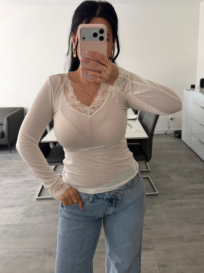 VISKOSE-KASCHMIR OBERTEIL MIT SPITZE – Miss Nova Damenmode