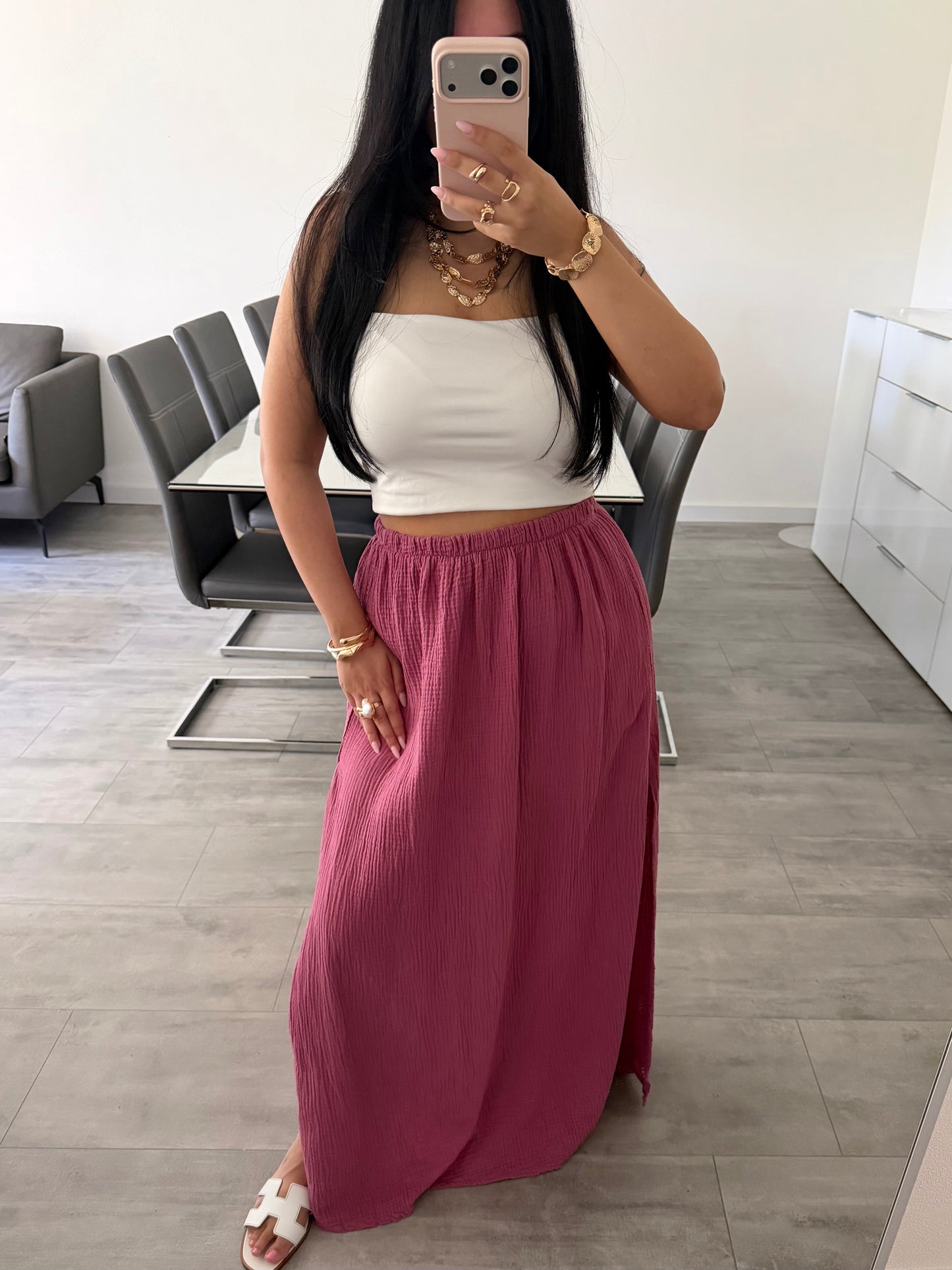 MUSSELIN MAXIROCK MIT SCHLITZ IVANA