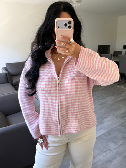 Zip Strickjacke Emilia Gestreift | missnova.de