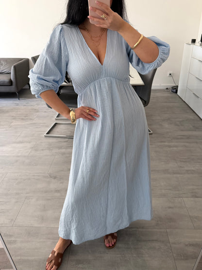 MUSSELIN MAXIKLEID MIT V-AUSSCHNITT ZARIA