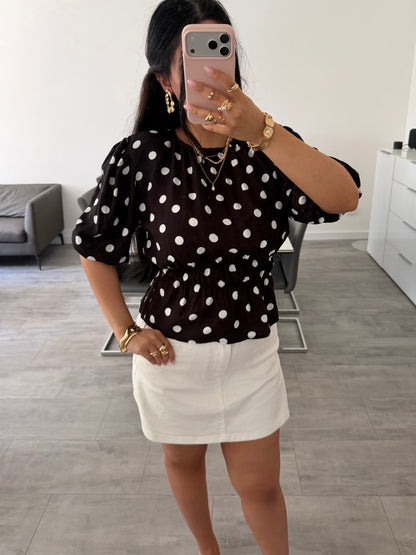 VISKOSE BLUSE POLKA DOTS