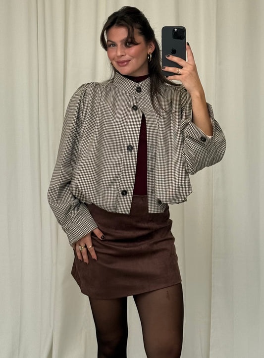LEICHTE KARO JACKE BURGUNDY Musselin kaufen | Miss Nova