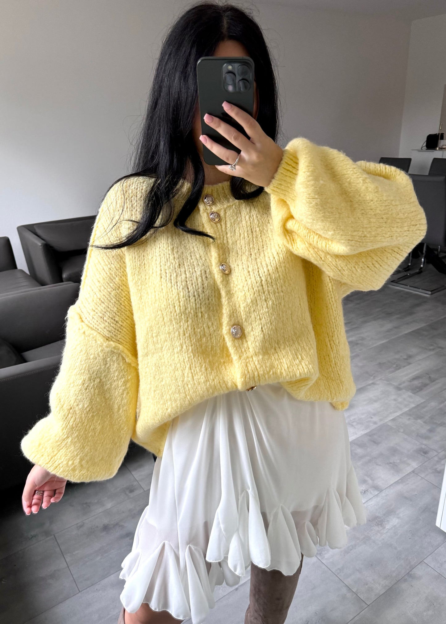 CARDIGAN FINA KURZ GELB