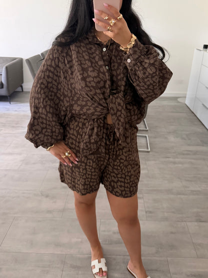 MUSSELIN SHORTS LEOPRINT