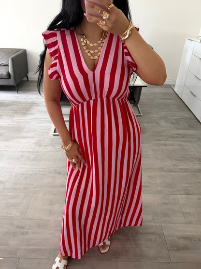 MUSSELIN KLEID MILENA GESTREIFT