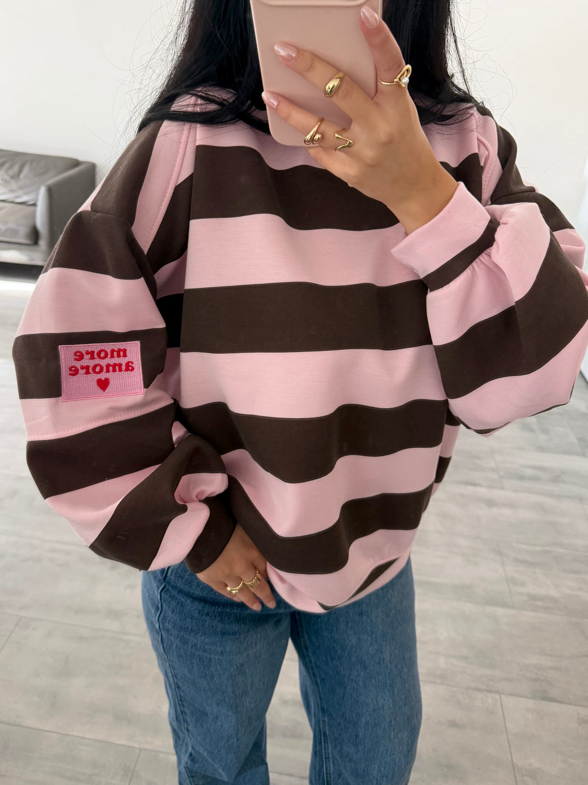 OVERSIZE SWEATSHIRT STREIFEN MORE AMORE