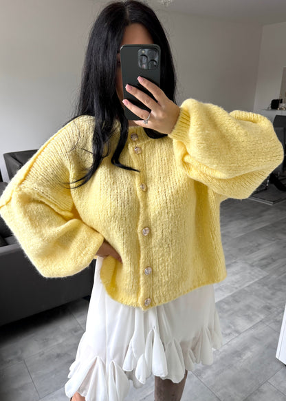 CARDIGAN FINA KURZ GELB