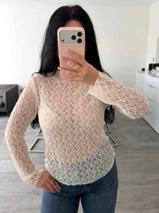 SPITZEN OBERTEIL BELINDA CREMEWEISS Musselin kaufen | Miss Nova