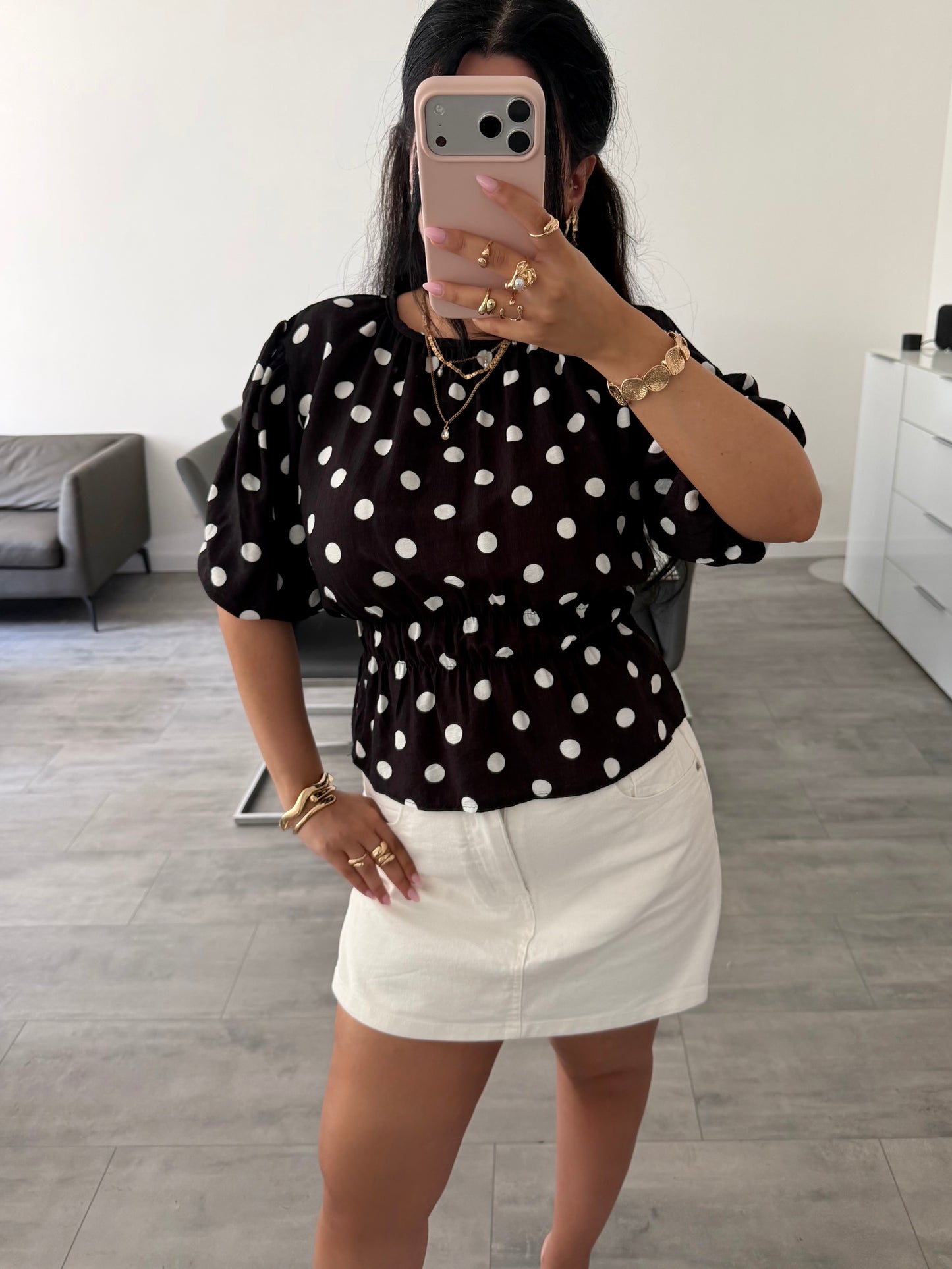 VISKOSE BLUSE POLKA DOTS