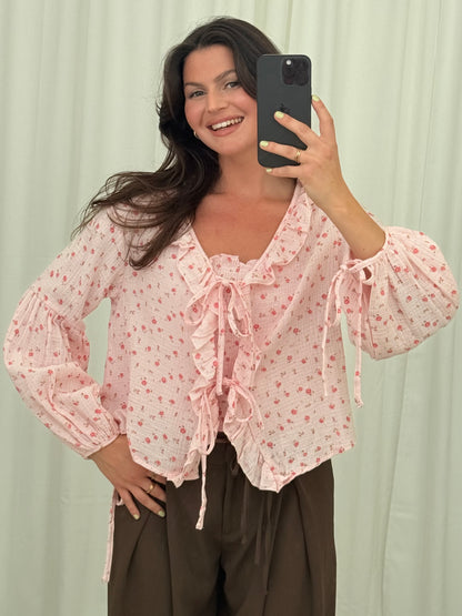 MUSSELIN RÜSCHEN BLUSE BLÜMCHENLIEBE – Musselin Mode Miss Nova