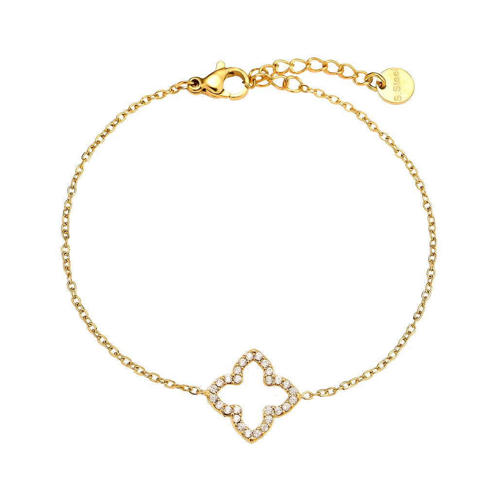 EDELSTAHL ARMKETTE LUCKY FLOWER CLASSIC – Miss Nova Damenmode