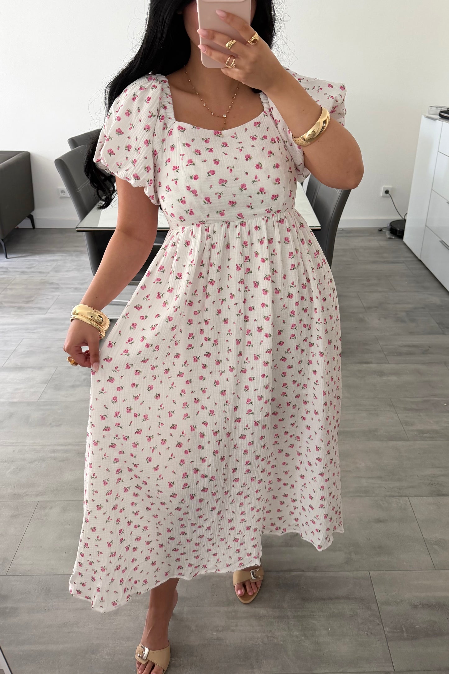 MUSSELIN KLEID ROSALIE MIT ROSENMUSTER – Musselin Mode Miss Nova