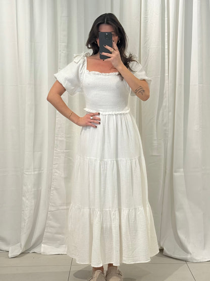 MAXI MUSSELINKLEID SOFIA MIT SCHLEIFENDETAILS