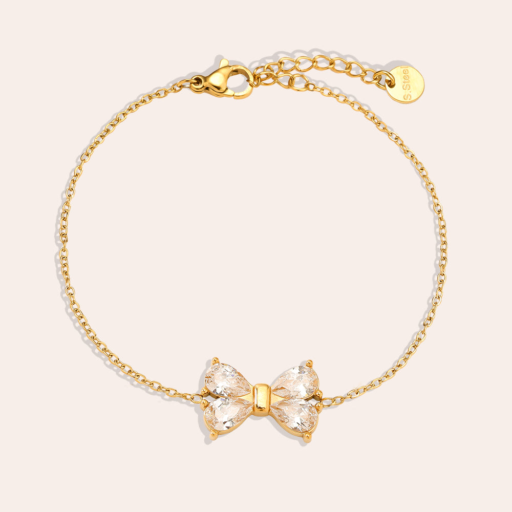 EDELSTAHL ARMKETTE DIAMOND BOW – Damenmode bei Miss Nova