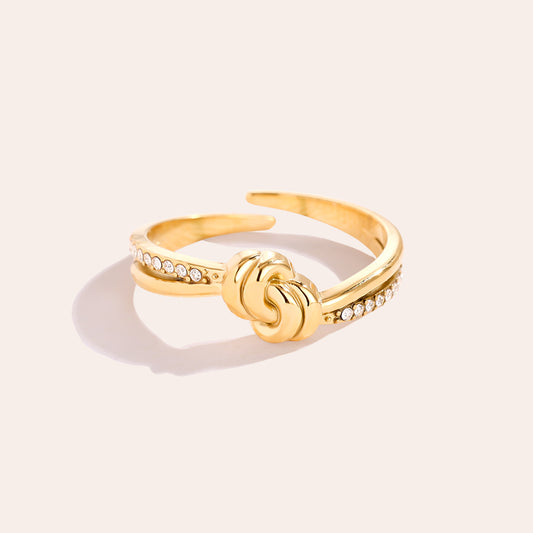 EDELSTAHL RING KNOT DIAMONDS Musselin kaufen | Miss Nova