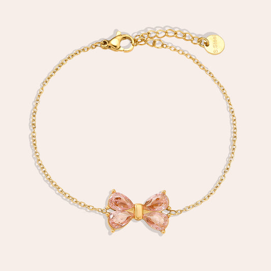 EDELSTAHL ARMKETTE DIAMOND BOW ROSE Musselin kaufen | Miss Nova