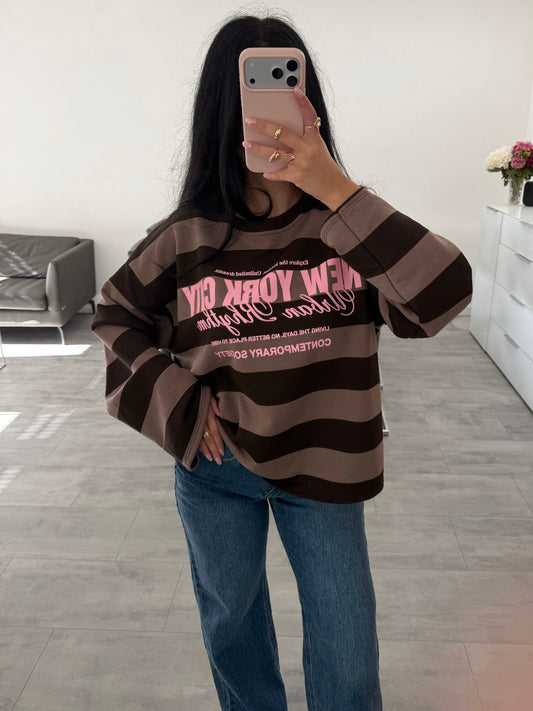 OVERSIZE SWEATSHIRT STREIFEN NEW YORK CITY Musselin kaufen | Miss Nova