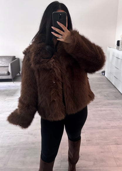 KUNSTFELLJACKE BELLA DUNKELBRAUN