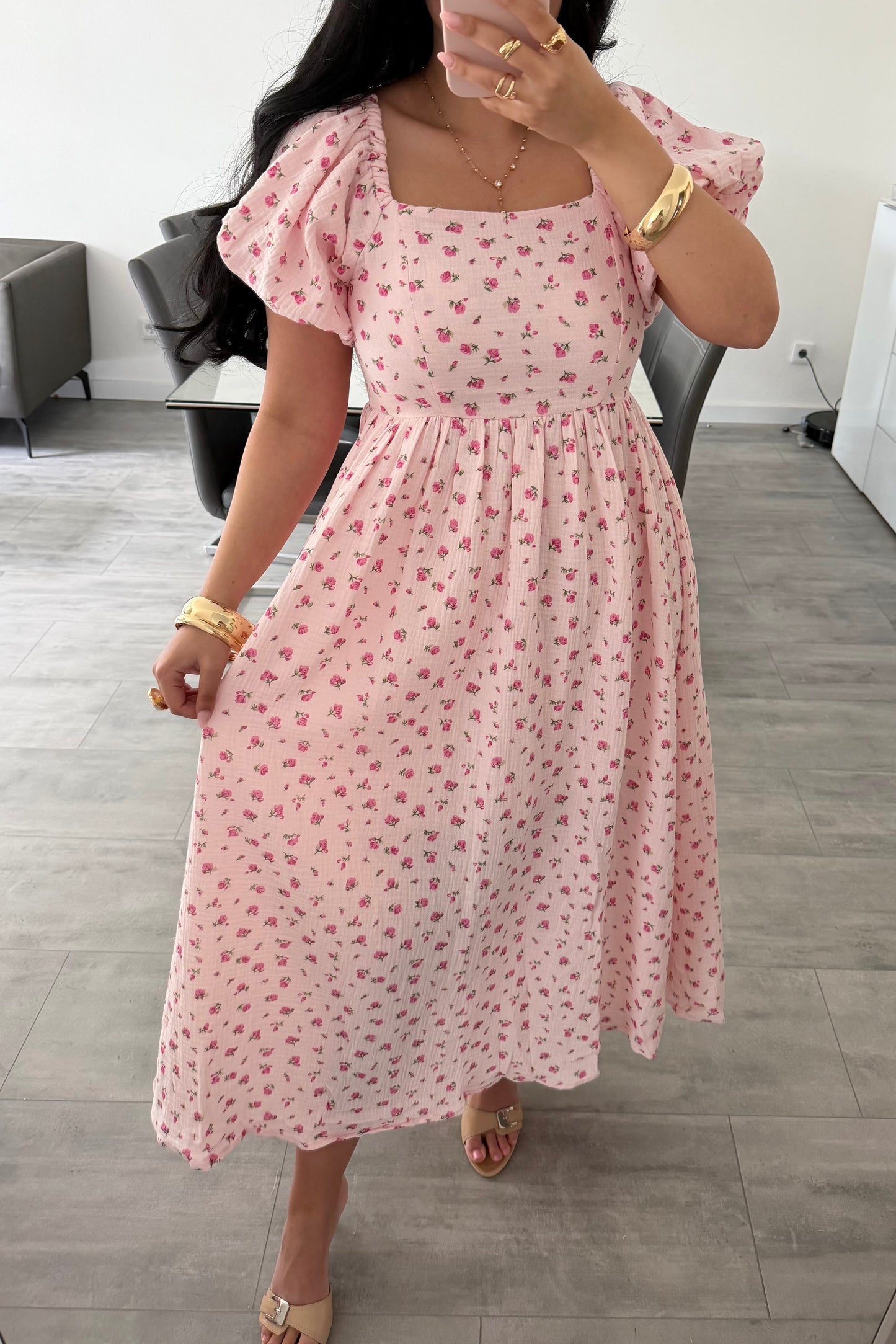 MUSSELIN KLEID ROSALIE MIT ROSENMUSTER – Musselin Mode Miss Nova