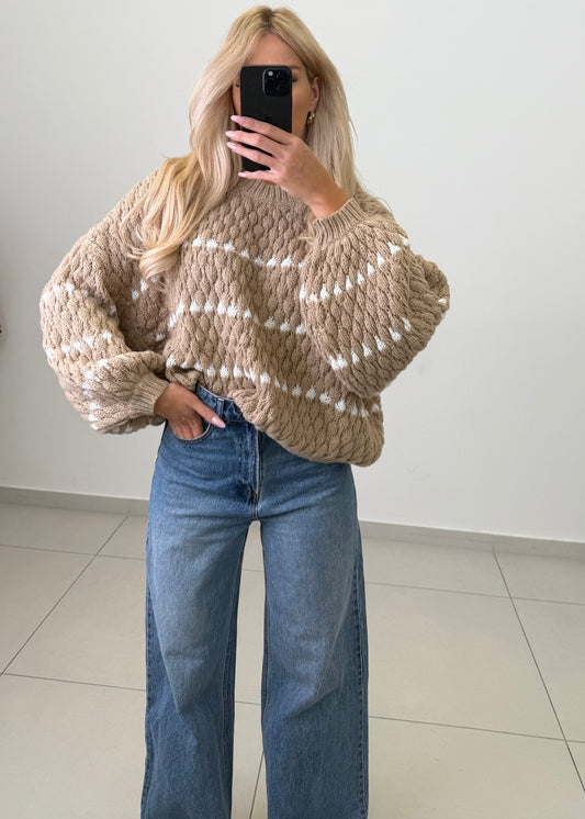 CHUNKY PULLOVER ELINA BEIGE Musselin kaufen | Miss Nova
