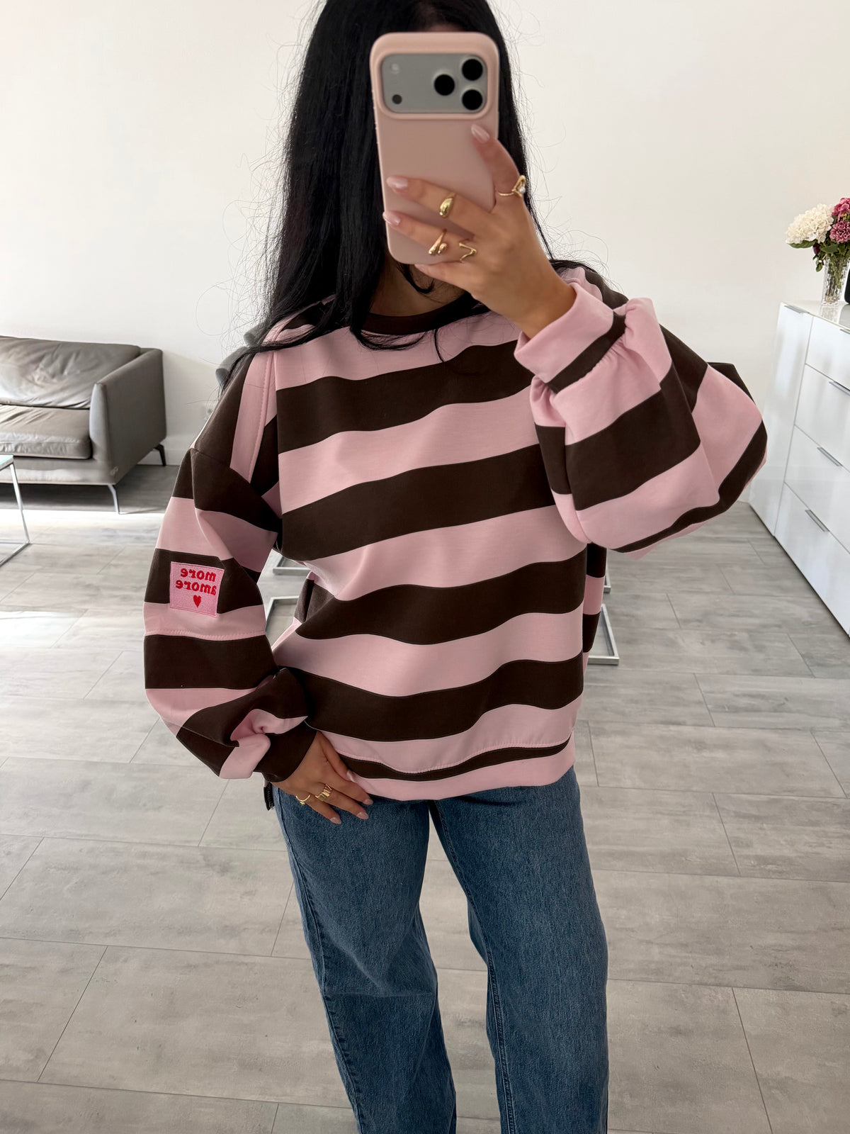 OVERSIZE SWEATSHIRT STREIFEN MORE AMORE