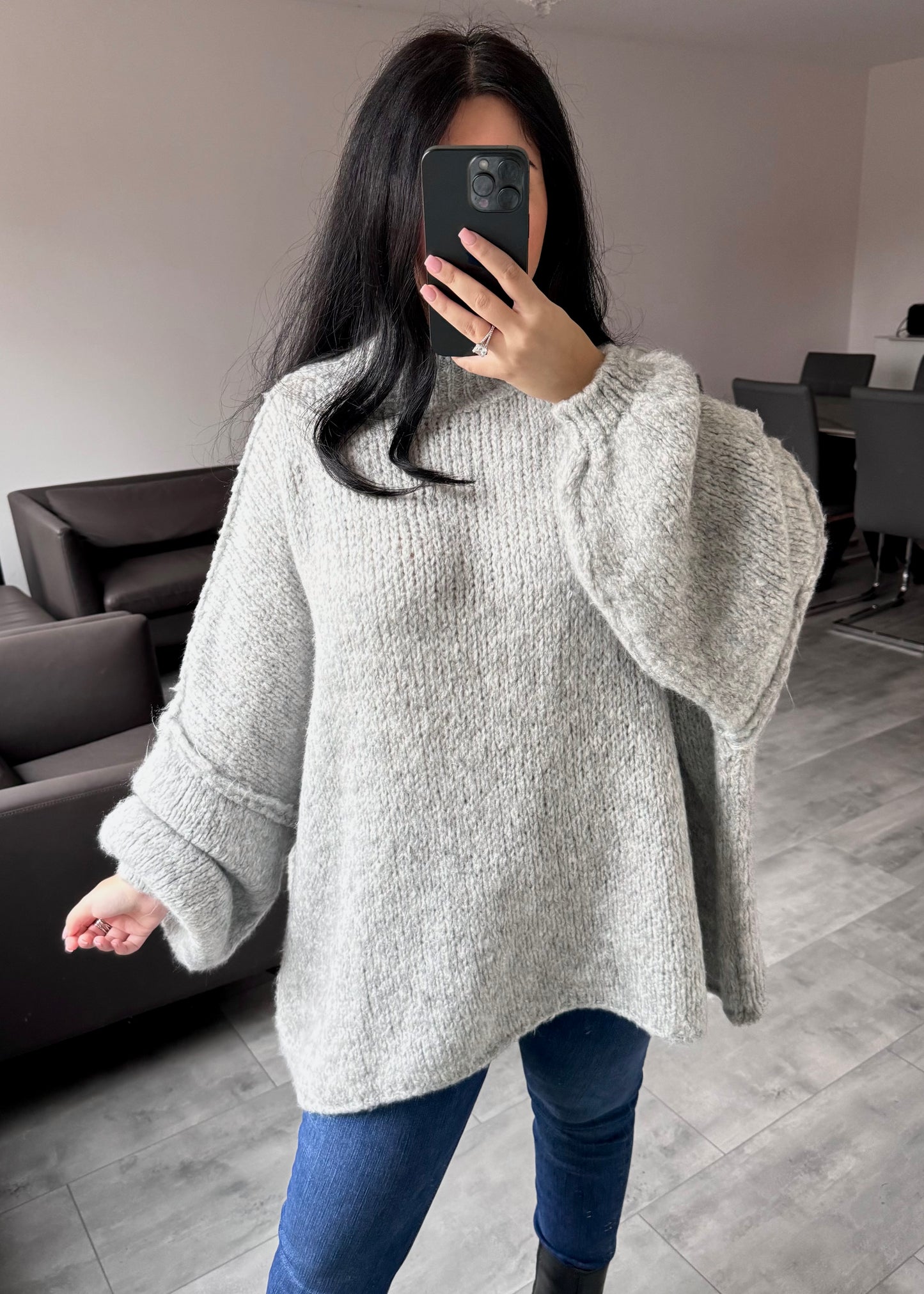 OVERSIZE PULLOVER FIONA GRAU