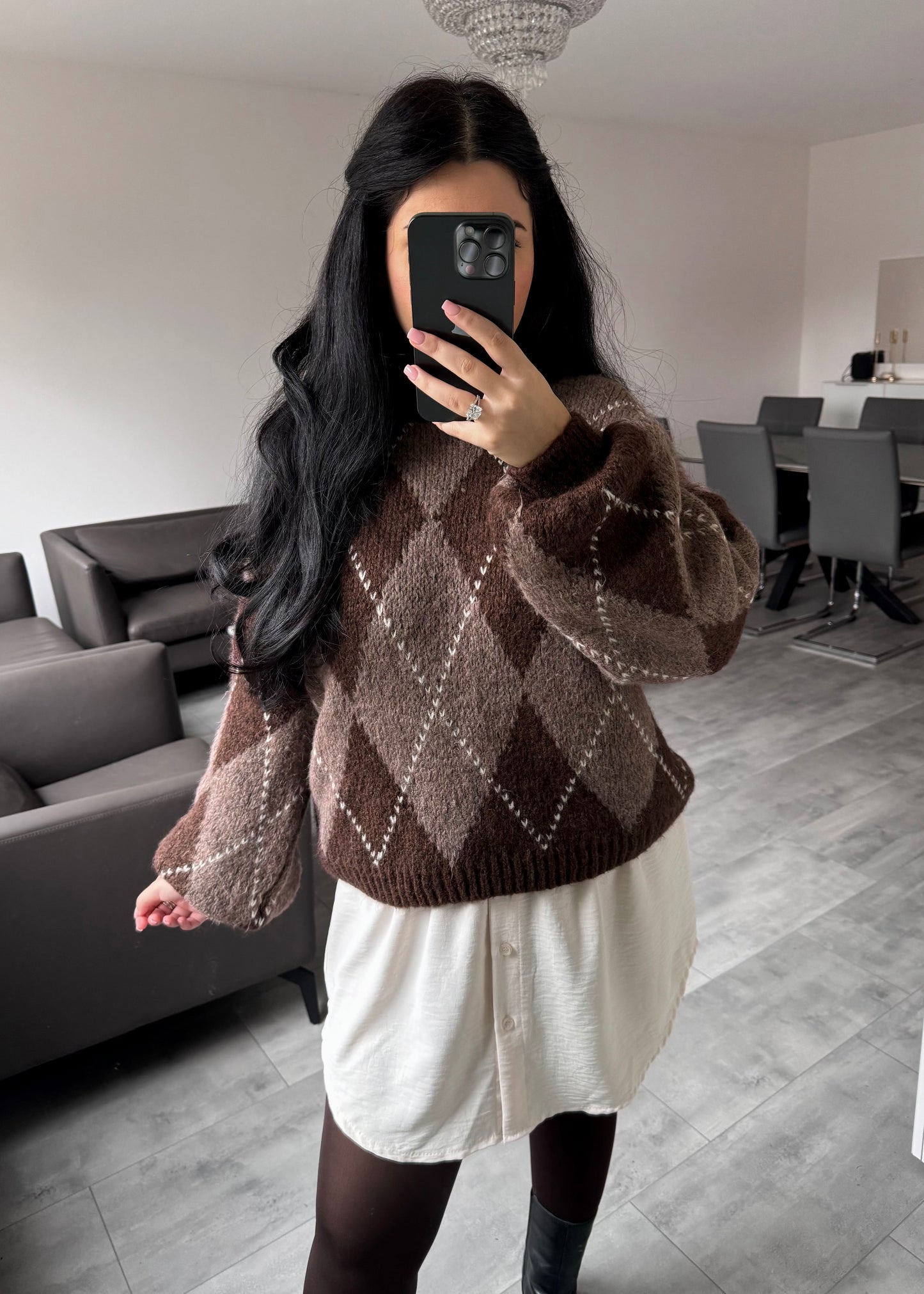 KARO-PULLOVER CLAIRE – Miss Nova Damenmode