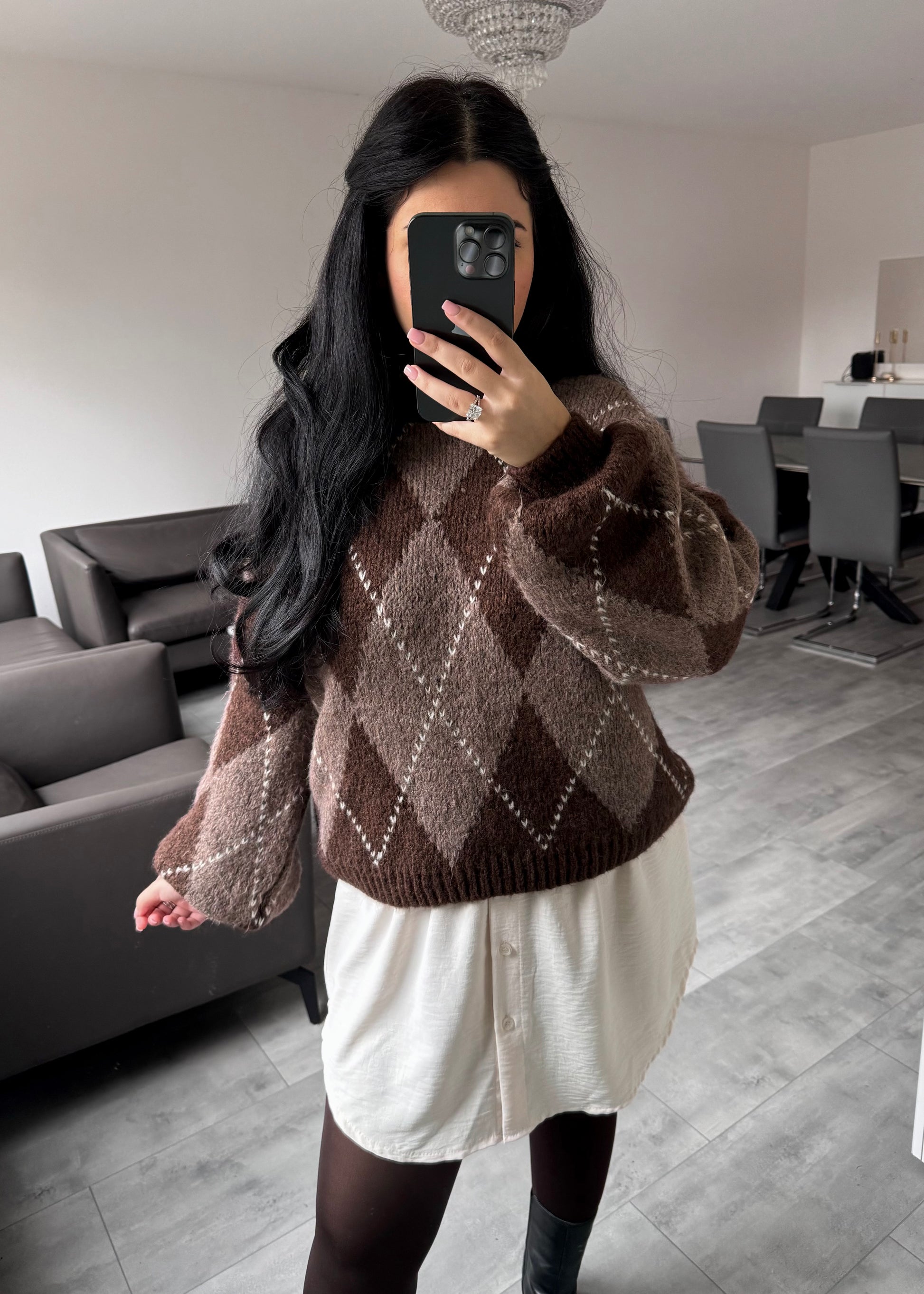 KARO-PULLOVER CLAIRE – Miss Nova Damenmode