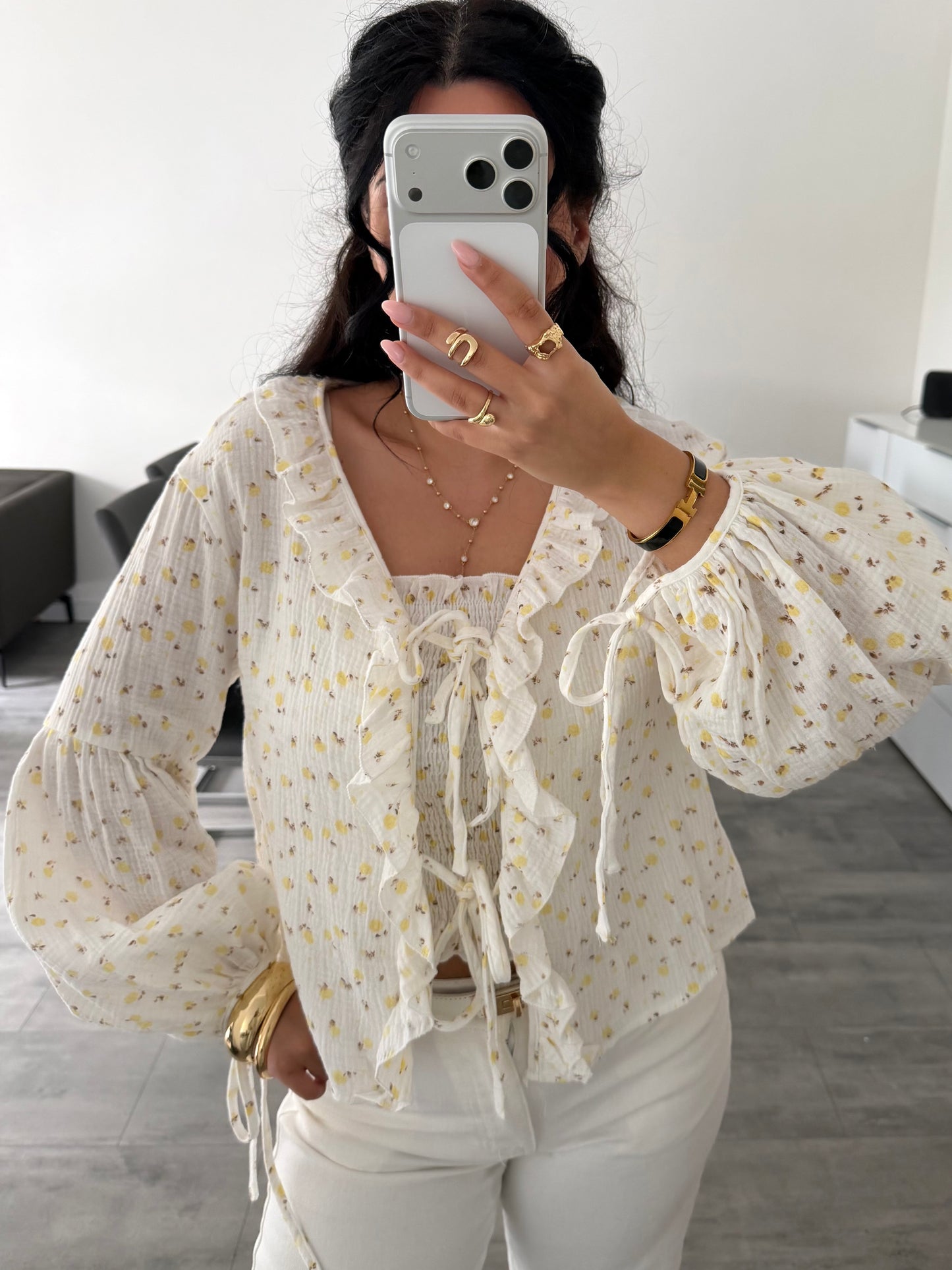 MUSSELIN RÜSCHEN BLUSE BLÜMCHENLIEBE – Musselin Mode Miss Nova
